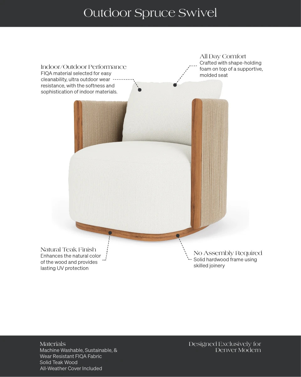 Outdoor Spruce Swivel Lounge Chair - Image 6